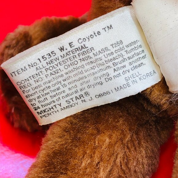 1989 Warner Bros Looney Tunes WILE.E Coyote 18" Stuffed Plush, Retro Toy - Picture 7 of 10